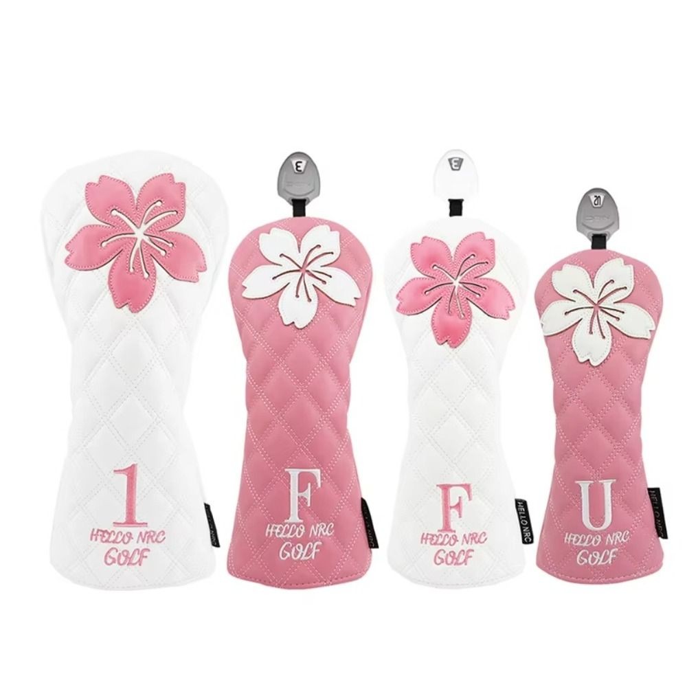 SOLARFLUX Golf Club Protector, นุ่มและทนทานกันน้ํา Golf Head Cover, หญิงสาว PU หนังดอกไม้สีชมพู Sakura รูปแบบไม้ Headcover Driver Fairway ราคา ถูกที่สุด ดีลบีเคเค แกลเลอรีภาพที่ 4