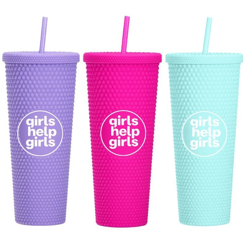 ถ้วยน้ําความจุขนาดใหญ่ GIRLS HELP GIRLS ถ้วยทุเรียนน้ําดื่มเครื่องดื่มถ้วยฟางน้ําร้อนสาว 710ml/8.10