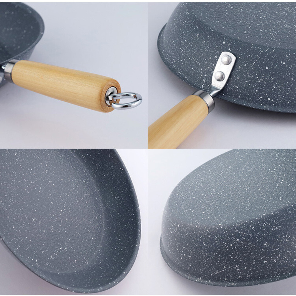 กระทะ เทฟล่อน ลายหินอ่อน ด้ามไม้ B0148 3ขนาด กระทะสไตล์วินเทจ ของใช้ในครัว กระทะ ก้นลึก ทอด ผัด ต้ม - รูปที่ 6