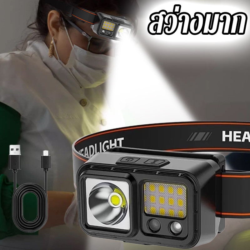 ไฟฉายคาดหัว ไฟหน้าแบบพกพาสําหรับ LED ไฟส่องสัตว์ ชาร์จใหม่ได้ แสงไฟที่สว่างเป็นพิเศษ – โปรปัง