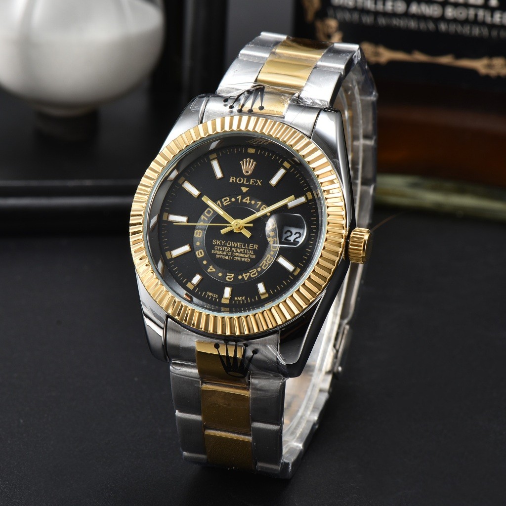 Rolex Column Series Dual Time Zone Mechanical Movement นาฬิกาข้อมือนาฬิกาผู้ชาย 42mm