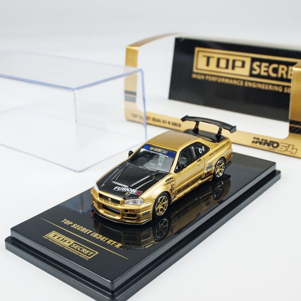 现货 INNO 1:64 TOP SECRET R34 GT-R Gold 合金汽车模型