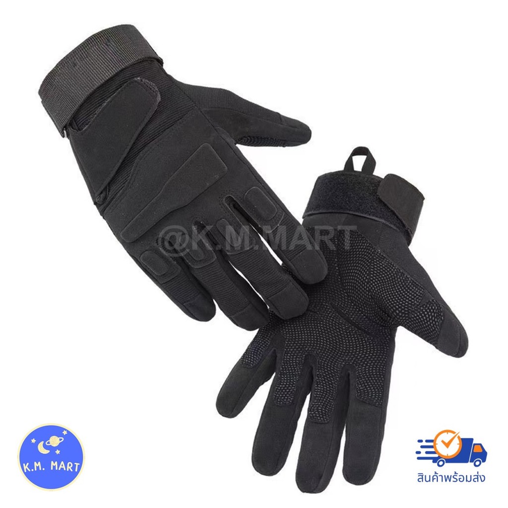 KM ถุงมือยุทธวิธีเต็มนิ้ว สนับนิ่ม ทัชสกรีนได้ ถุงมือมอเตอร์ไซค์ ผ้าทนทาน กันลื่น ใช้ขับรถ เดินป่า ยิงปืน - รูปที่ 7