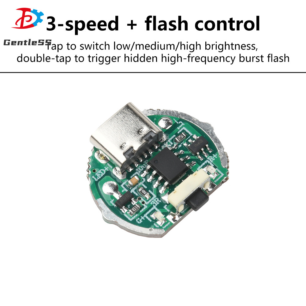 DC3.2-4.2V 3 ระดับ Dimming + Hidden แฟลชไดร์เวอร์บอร์ดกดด้านข้างไฟฉายอุปกรณ์เสริม Type C