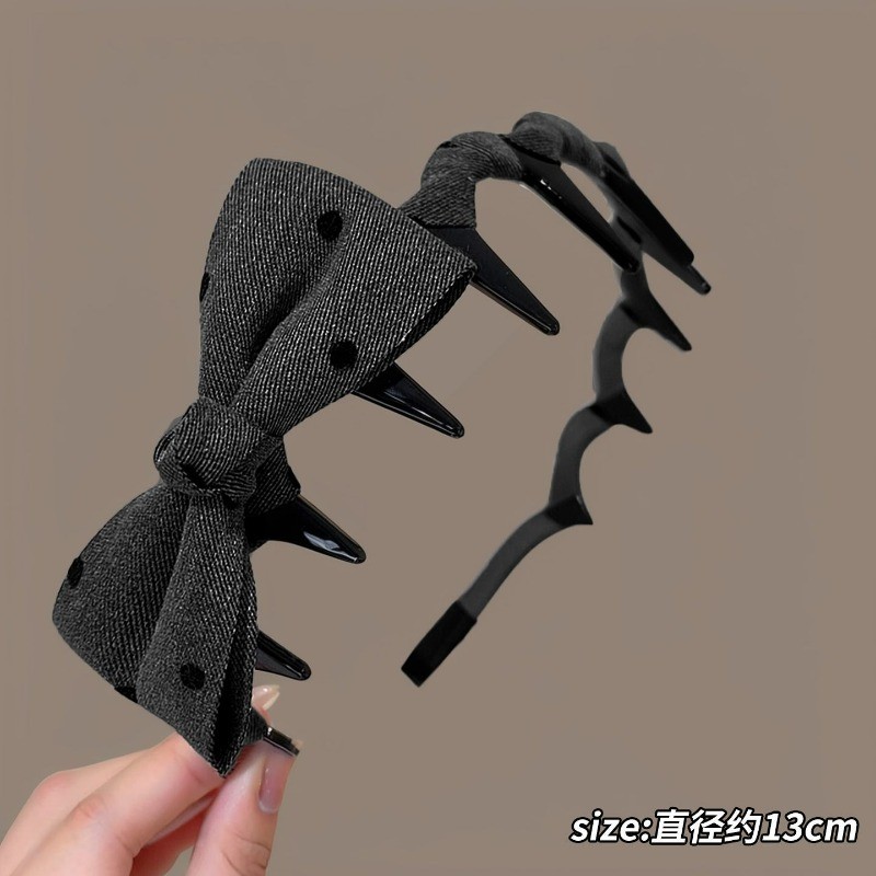 ที่คาดผมลายจุดโบว์สำหรับผู้หญิง แบบหัวโล้น สบายในการสวมใส่ทุกวัน มาพร้อมระบบป้องกันการเลื่อนและทำความสะอาดได้ง่าย - รูปที่ 7