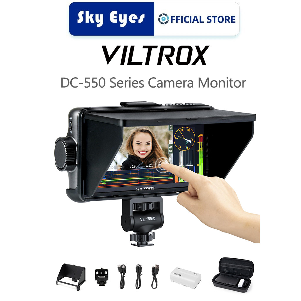 VILTROX DC-550 5.5 นิ้วหน้าจอสัมผัสกล้อง Field Monitor, 4K 30Hz HDMI 1200 Nits 3D Lut Director Studi