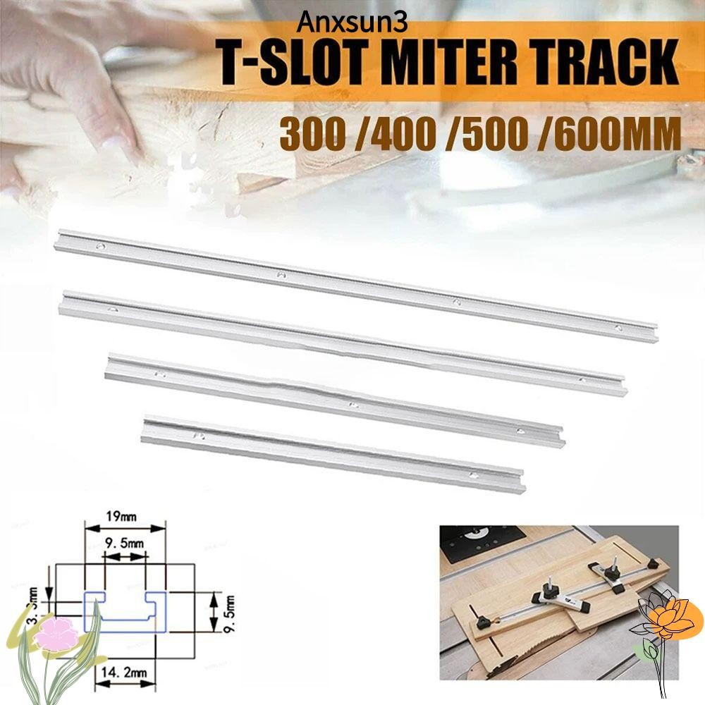 ANXSUN3 1 ชิ้น T-Track, อลูมิเนียม T Slider Fixture Slot สไลด์ T-Slot Track, 300-600 มม.รางท่องเที่ย