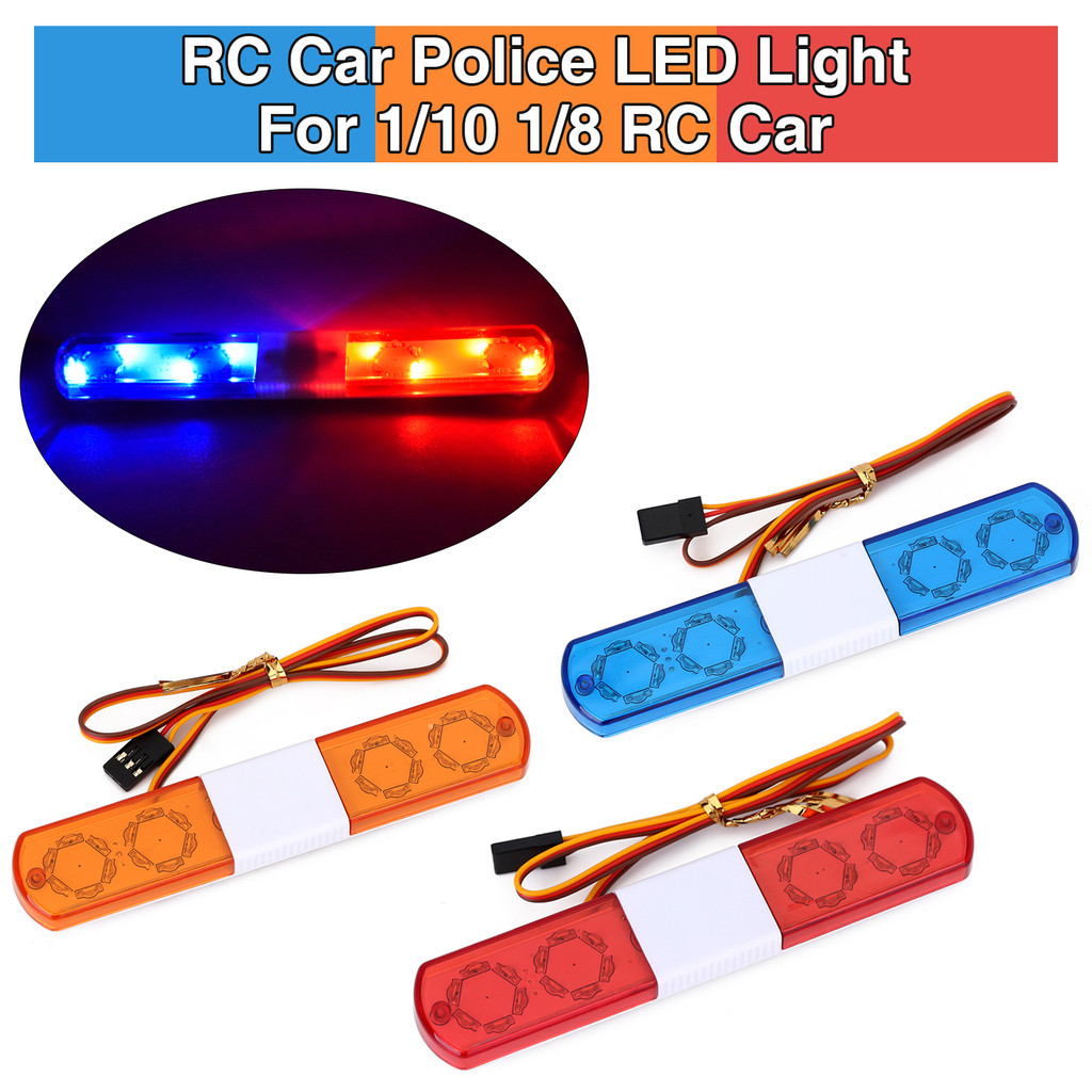 ไฟสัญญาณเตือนตํารวจ LED กระพริบมัลติฟังก์ชั่นสําหรับ 1/10 1/8 HSP Kyosho Traxxas RC รถ