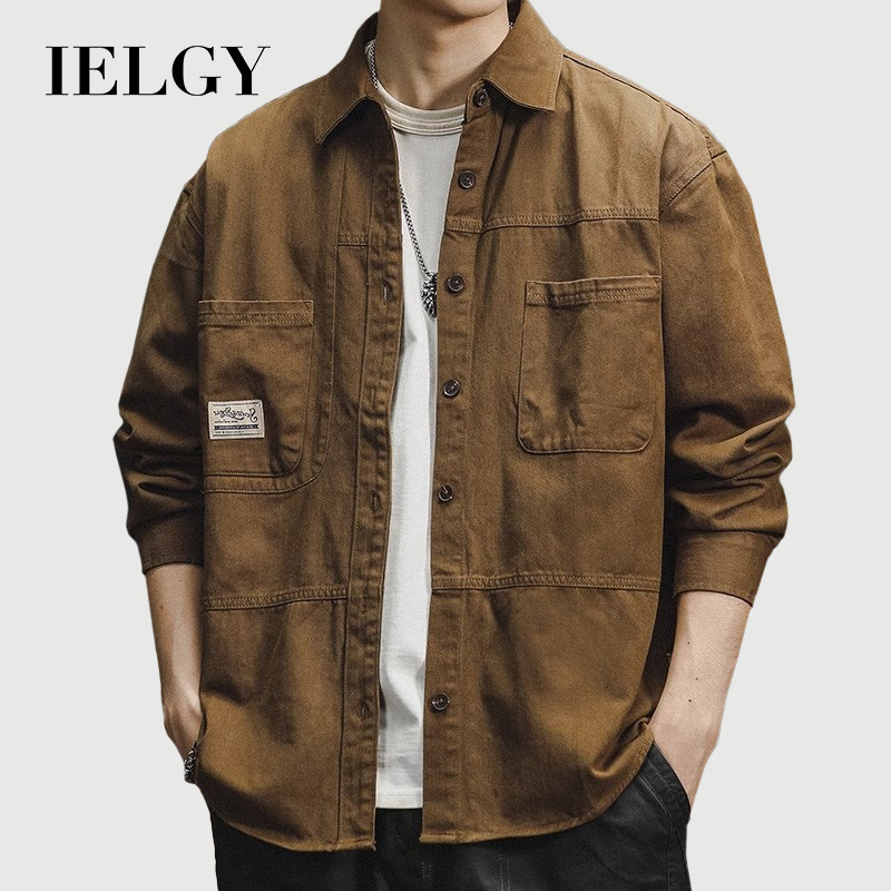 เสื้อเชิ้ตผู้ชาย ทรงหลวม สไตล์ Workwear แขนยาว