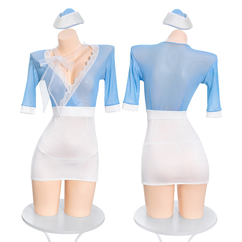 SUPER SEXY ชุดคอสเพลย์เซ็กซี่ ชุดแอร์โฮสเตสผู้หญิง ชุดอาชีพในฝัน ✈ M-5XL | 40-100กก. M-1053 - รูปที่ 3