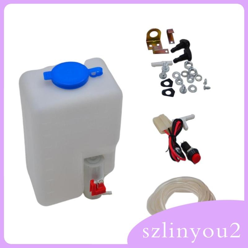 [szlinyou2] ชุดขวดเครื่องซักผ้ากระจกหน้ารถสากลพร้อมท่อปั๊ม Jets สวิตช์สายไฟสําหรับรถยนต์, 12V
