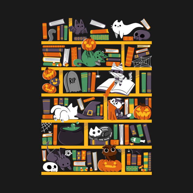 เสื้อยืด Vintage Halloween Library Cotton 100% thumbnail 9