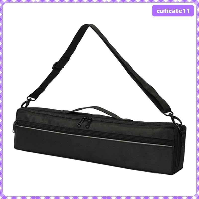 [Cuticate1] 17 Holes Flute Carrying Storage Bag สีดํา w/ อุปกรณ์เสริมสายคล้องไหล่
