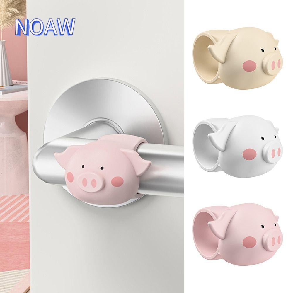 โน้ม‌ ที่กั้นประตู 3 ชิ้น,ตัวป้องกันผนังการ์ตูนป้องกันการกระแทก, ซิลิโคนน่ารักเงียบ ต่อย-ฟรี มือจับประตูแหวนป้องกันการชนกันสําหรับห้องนอน
