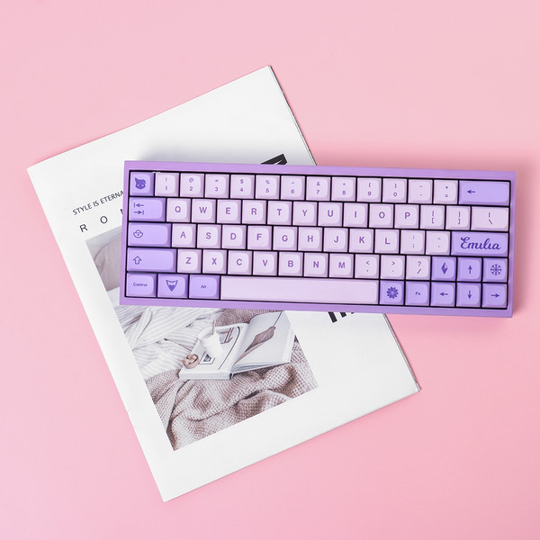 keycap keycap ไทย sa keycap Ice Clean Witch XDA คีย์บอร์ดแบบกลไกแกนแม่เหล็ก Keycap วัสดุ PBT สีม่วงร