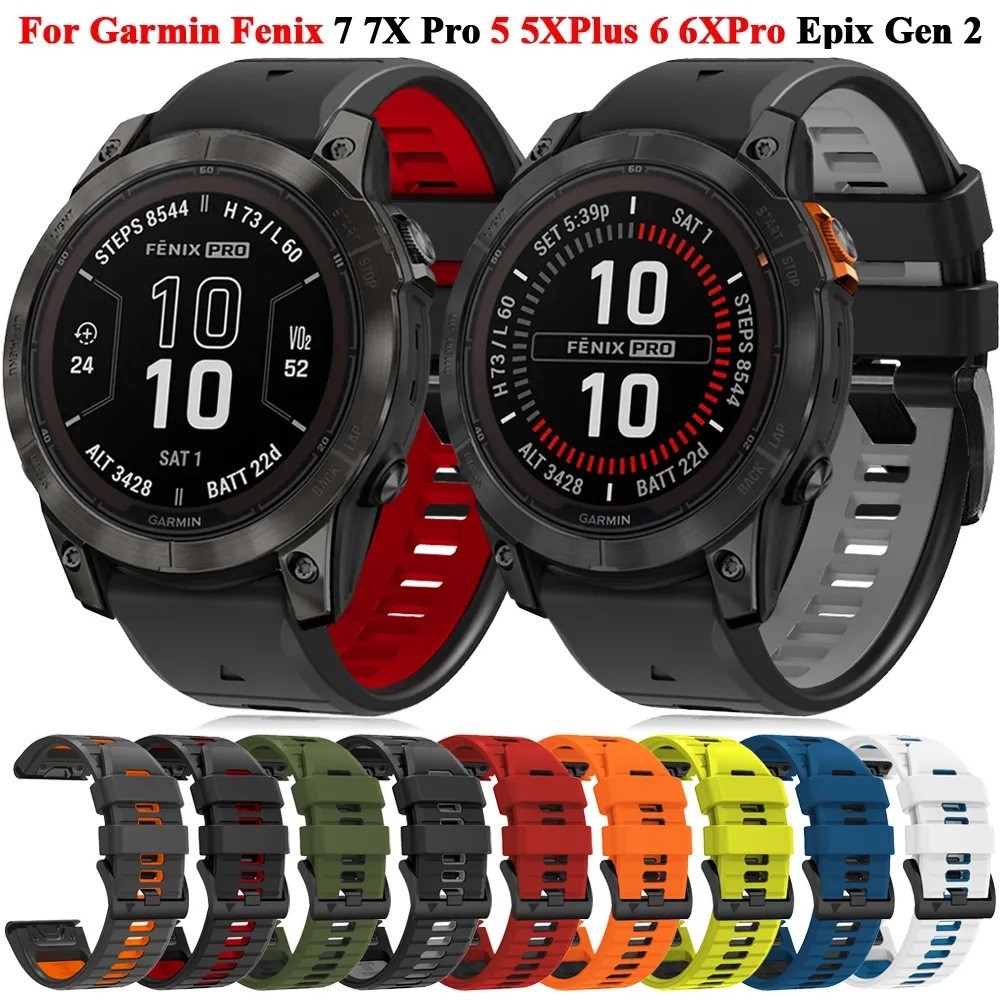 22 26mm双色硅胶快拆表带适用于佳明Fenix7 7XPro