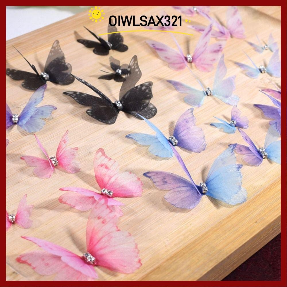 Oiwlsax321 50 ชิ้นผีเสื้อ Patch, Double Layer DIY Handmade ผีเสื้อ Appliques, น่ารัก Dreamy Gradient สีเสื้อผ้าเย็บ Patch ผ้าออกแบบวัสดุ