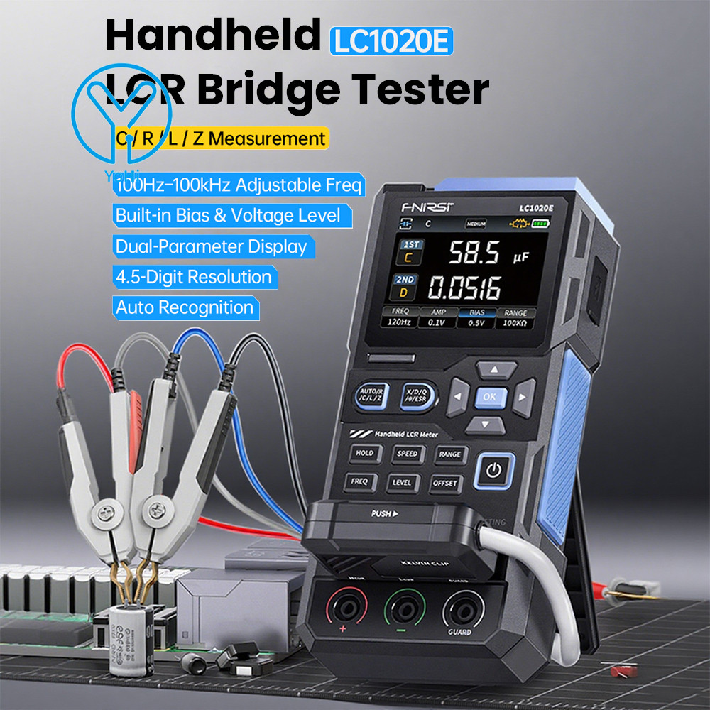 YoHi FNIRSI LC1020E เครื่องทดสอบสะพานดิจิตอลแบบใช้มือถือ LCR Meter การเหนี่ยวนําช่วงอัตโนมัติ, ความจุ, เครื่องมือวัดความต้านทาน