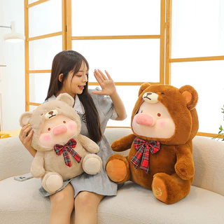 COD ตุ๊กตาหมู Teddy LuLu PIG ตุ๊กตาหมีหมู ของเล่นตุ๊กตามีหมวก ขนฟูน่ารักนุ่มนิ่ม ขนาด 35/45 ซม