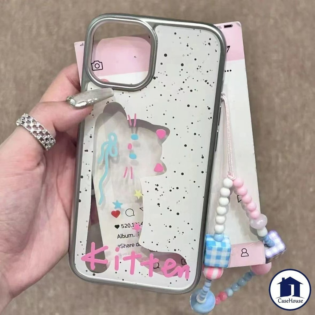 การชุบที่หรูหราชัดเจนเคสลูกแมวเข้ากันได้สำหรับ IPhone 15 7Plus 11 Pro Max XR 13 12 14 11 15 Pro Max 7 8 Plus X XS MAX