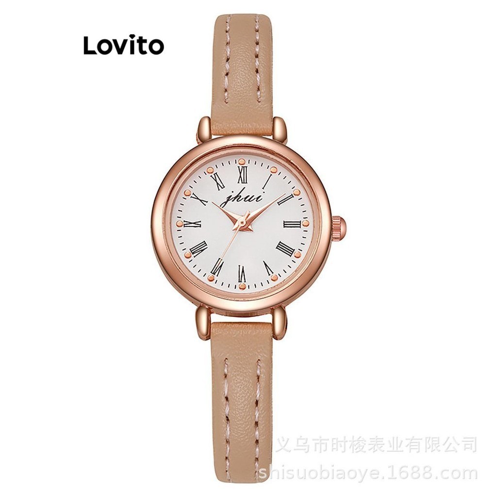 Lovito นาฬิกาควอตซ์ผู้หญิง กันน้ำ สีพื้น สไตล์หรูหรา LFA37120