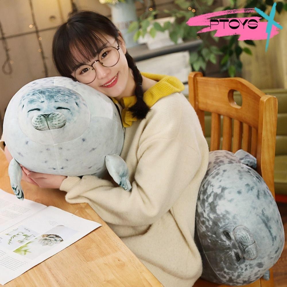 Ptoys หมอนแมวน้ำลายจุด, ตุ๊กตาแมวน้ำตัวใหญ่, ของเล่นผู้ใหญ่ผ้าฝ้าย PP นุ่มน่ารัก