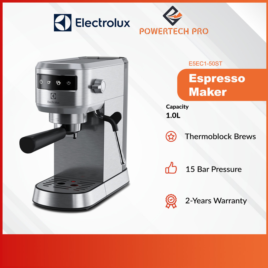 Electrolux เครื่องชงกาแฟเอสเปรสโซพร้อม 15 บาร์ Anti-drip ปิดอัตโนมัติ Thermoblock Brews (E5EC1-50ST)