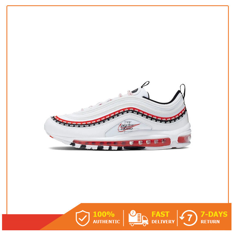 【ขายดีเป็นเทน้ำเทท่า】 เคาน์เตอร์ของแท้ Nike Air Max 97 " White Red " รองเท้ากีฬา