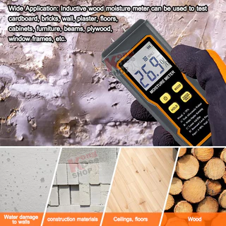 Wall Moisture Tester 0~90% เครื่องวัดความชื้นปูน-คอนกรีต เครื่องวัดความชื้นวัสดุ ไม้ คอนกรีต กระดาษ ระบบสัมผัส
