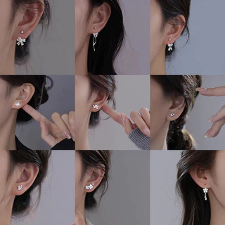 2024 ใหม่ Stud Earings สําหรับผู้หญิง Helix ต่างหู 925 Silver Plated ต่างหูเจาะชุดอุปกรณ์เสริมเครื่องประดับ