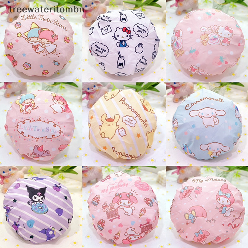 Tt Sanrio Hello Kitty Double-Layer หนาขนาดใหญ่ผู้ใหญ่หมวกอาบน้ํา Melody Cinnamoroll Kuromi Wash Care หมวกหมวกอาบน้ําหมวกกันน้ํา mbn