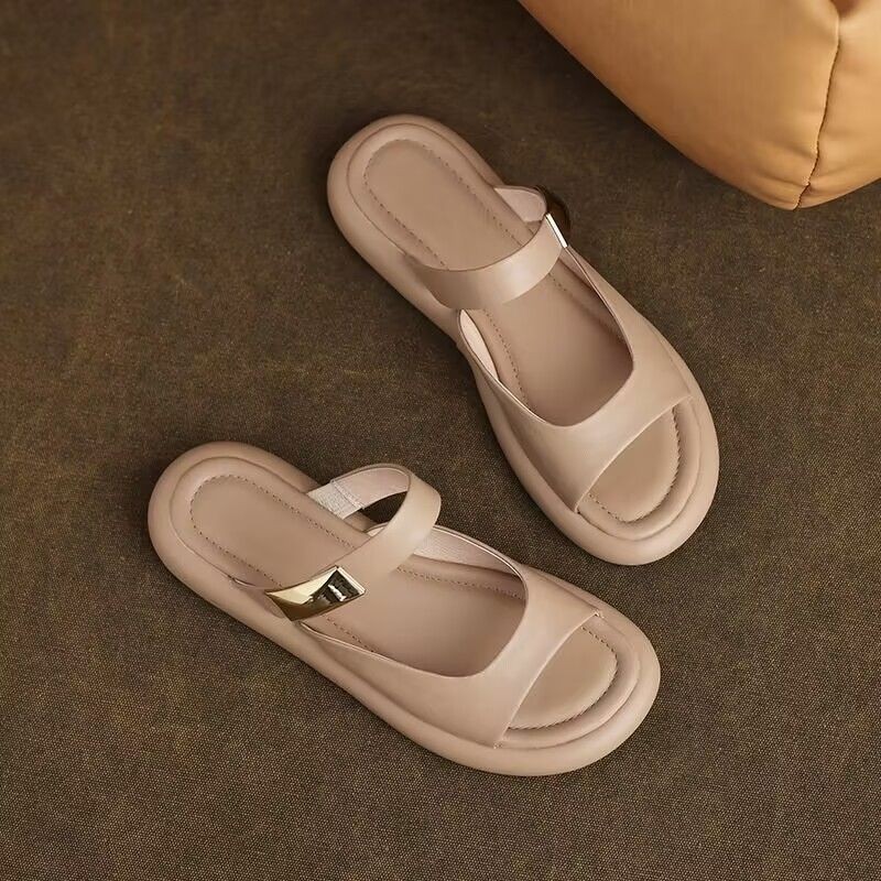 สั่งซื้อและสินค้าที่เหลือรองเท้าแตะและรองเท้าแตะผู้หญิงพื้นนุ่มสําหรับฤดูร้อนหนังแท้สําหรับผู้หญิง