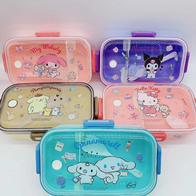 SANRIO น่ารัก ซานริโอ กล่องอาหารกลางวันพลาสติกขนาดใหญ่-ความจุช่องคู่กล่องเบนโตะผลไม้สลัดกล่องบนโต๊ะอาหารเด็กไมโครเวฟเด็กบนโต๊ะอาหาร ราคา ถูกที่สุด ดีลบีเคเค แกลเลอรีภาพที่ 2