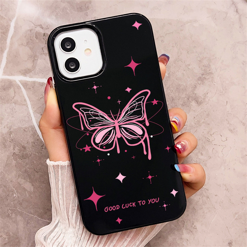 เคส for iphone 17 Air XS Max X XR 16 15 13 11 14 12 Pro Max 8 7 Plus 15Plus SE ผีเสื้อ เคสโทรศัพท์มือถือ ซิลิโคนอ่อนนุ่ม