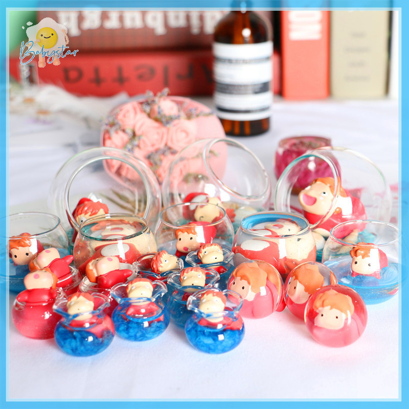 [InthehotT] Anime Goldfish Princess Ponyo Micro Landscape Jewelry Mini Luminous Goldfish Ji Glass DIY Desktop Model Dollhouse Decor Toys [ใหม่]