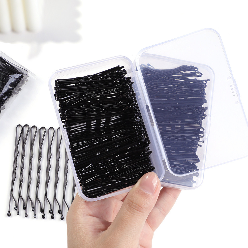 50pcs U รูปโลหะผสม Hairpins Waved กิ๊บติดผมโลหะสีดํา Bobby Pins Barrettes เจ้าสาวทรงผมเครื่องมือ Hairpin Bangs คลิป