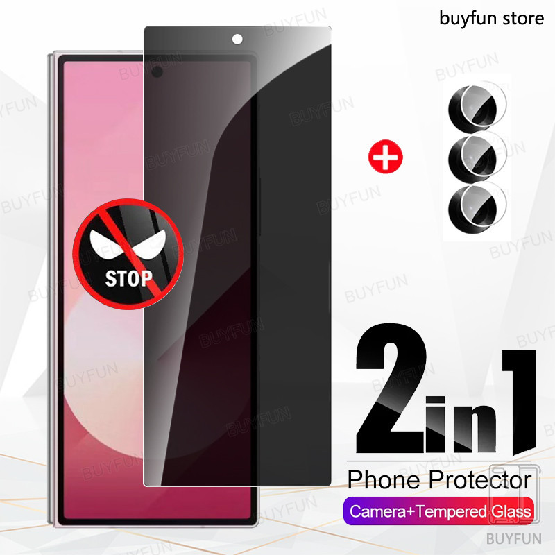 2In1 For Samsung Galaxy Z Fold 6 5 5G fold6 zfold6 Small Screen Protector Privacy Tempered Glass + Lens Protective Film