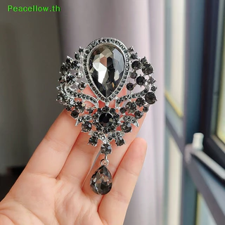 Peacellow Elegant คริสตัลขนาดใหญ่ Water-drop เข็มกลัดสําหรับผู้หญิงสาว Vintage แฟชั่นจี้ Corsage Elegant งานแต่งงาน Pins เครื่องประดับ TH