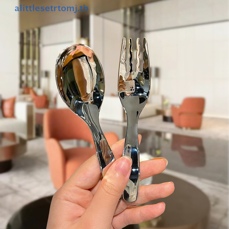 Alittlese สแตนเลสรอบช้อนสุทธิสีแดง Golden Dinner ด้ามยาวกวนช้อนขนมหวานสําหรับอุปกรณ์ครัว Gadgets TH