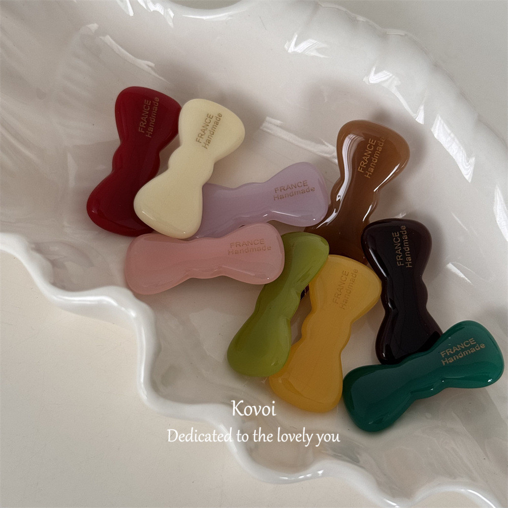 Kovoi/กิ๊บติดผมโบว์สไตล์ใหม่ Acetate คลิปด้านข้างหน้าผาก Bangs Hairpin Simple Headdress