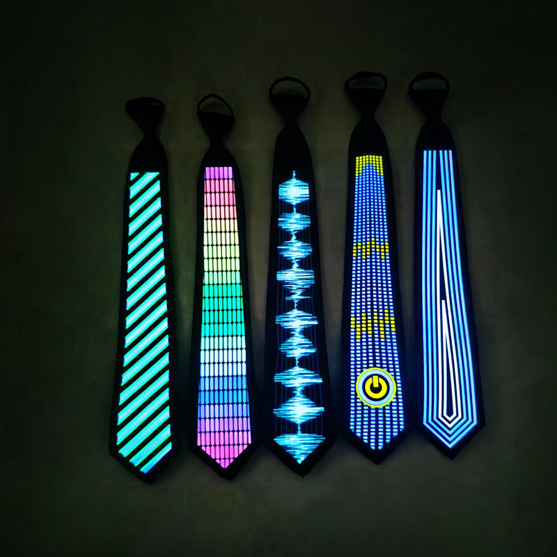 เนคไทเรืองแสง LED กระพริบ tie party Dance Bow Ties เรืองแสงใน Dark DJ party ควบคุมเสียง tie 发光带