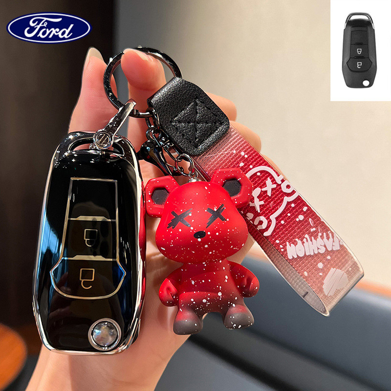 Ford 2 ปุ่มรีโมทสมาร์ทกุญแจรถแหวนฝาครอบกรณีเชลล์ปกป้องสําหรับ Ford Renger/Everest