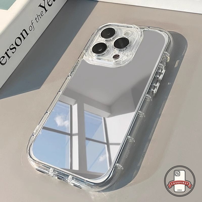 แฟชั่นสีทึบตก แต่งหน้ากระจกเคสเข้ากันได้กับ IPhone 7Plus 16 11 14 15 13 12 Pro Max 7 6 6s 16 15 14 8 Plus X XR XS Max SE