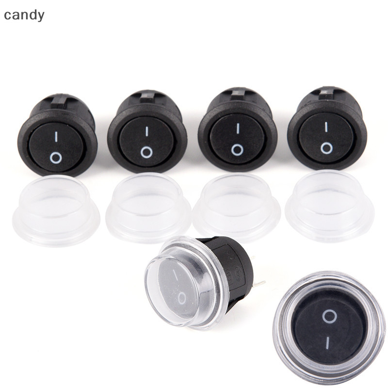 Ndy 1 PC 2-PIN ON-OFF SPST Round Dot Car Auto Rocker Toggle Switch + ฝาครอบกันน้ํา N