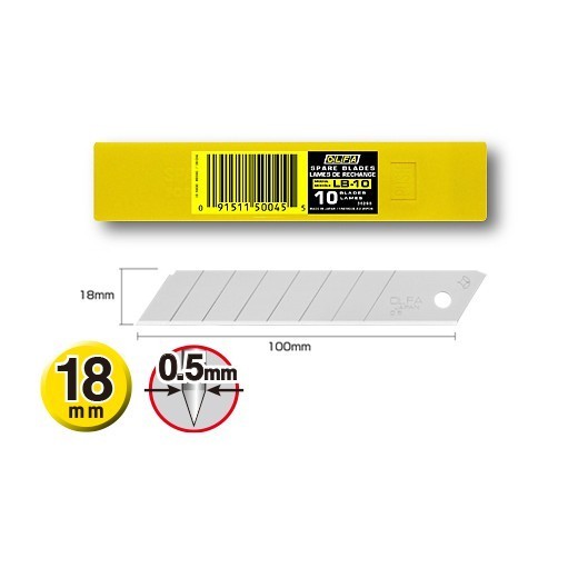 มีดตัดกระดาษ ใบมีดคัตเตอร์ OLFA LB-10 ขนาด18มม. (หลอด10ใบ)