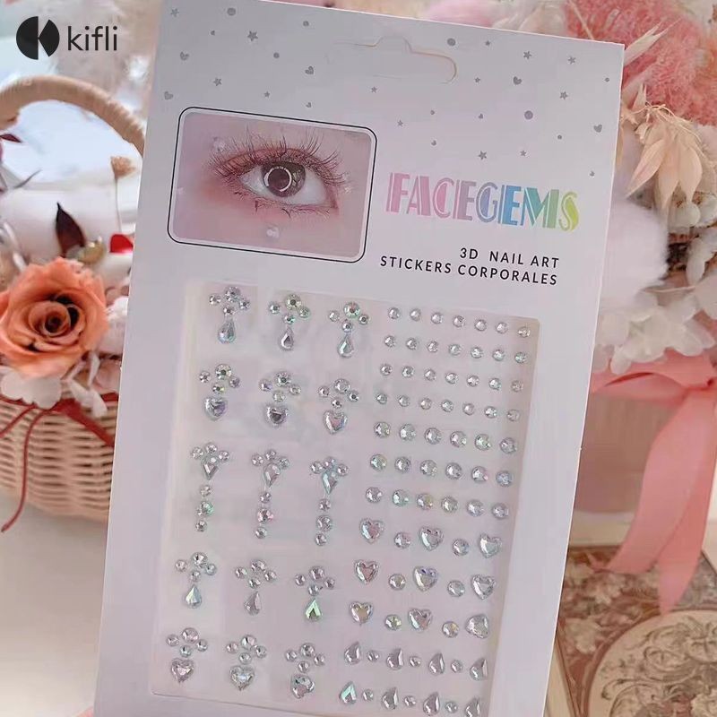 【kifli1】สติกเกอร์คริสตัล ไข่มุก เพชร สําหรับสักร่างกาย ดวงตา แต่งหน้า เทศกาล-KI
