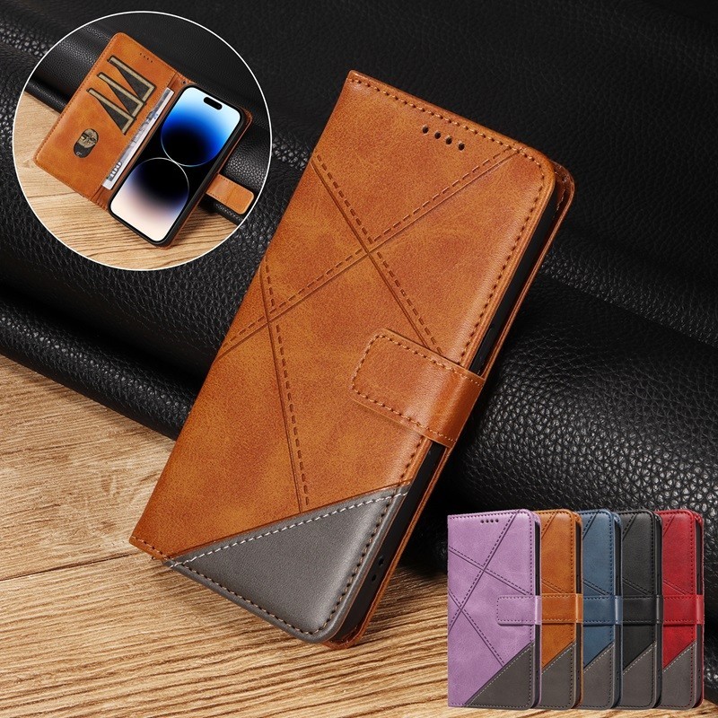 พลิกกรณี Samsung Galaxy S24 S23 S22 S21 S20 Ultra S10 Plus S23FE S21FE S20FE หนังป้องกันกระแทกกระเป๋าสตางค์ธุรกิจพร้อมผู้ถือบัตร