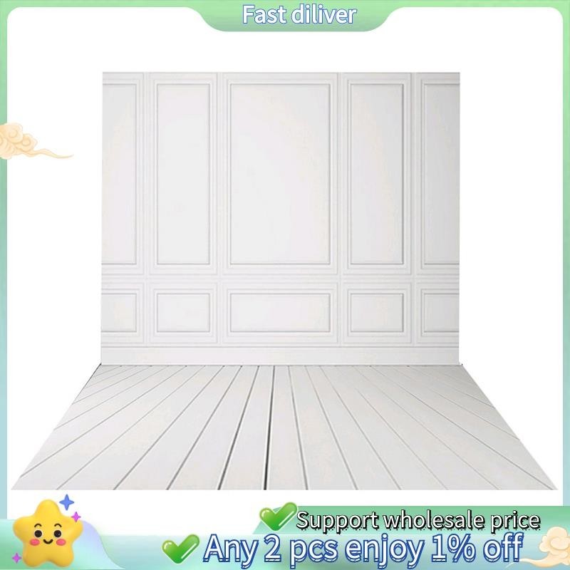 ฉากถ่ายภาพไวนิล 3x5ft ผนังอิฐสีขาว พื้นไม้ พื้นหลังงานแต่งงาน สําหรับสตูดิโอถ่ายภาพ