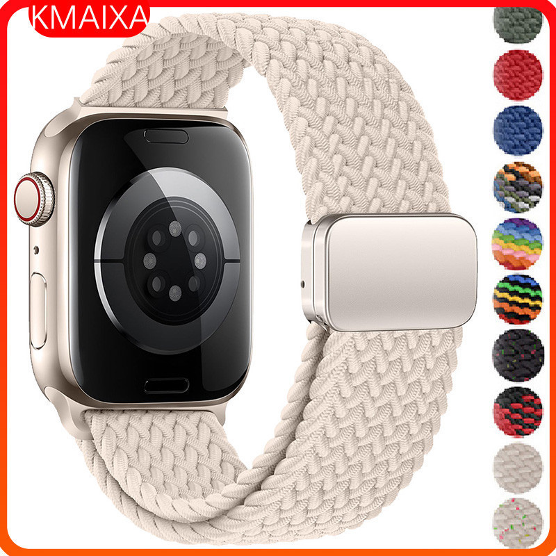 ยืดหยุ่นถักสายไนลอนสําหรับ Iwatch Apple Watch Ultra 2 Se2 Series 10 9 8 7 6 SE 5 4 3 2 1 49 มม.45 41