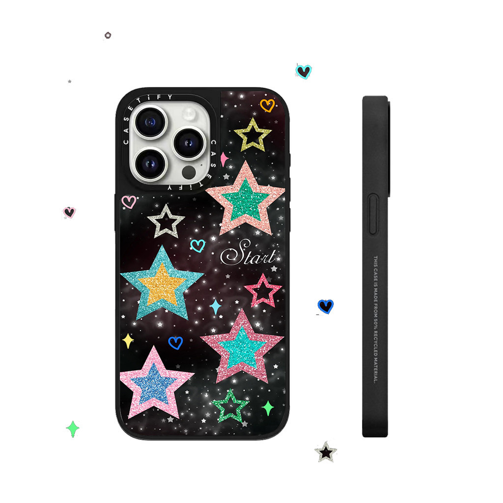 Sparkling Pink Star Mirrorเคสโทรศัพท์สําหรับIPhone 15 ProMax 15Pro 15 14 13 12 11 Pro Maxกรณีห่อกันกระแทกMatte Frostedด้านหลังปกแข็ง